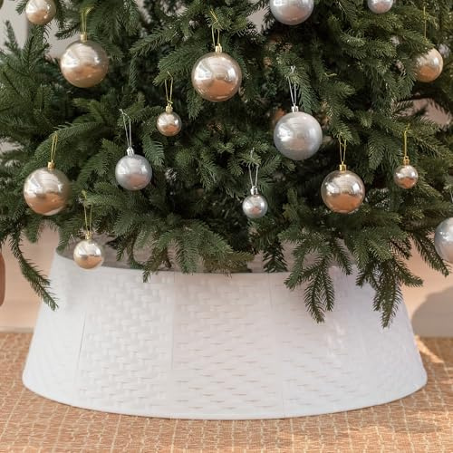 Julgranskjol Krage Korg Julgranskrage: Julgransfot Överdrag kjol Enkel Dekoration för Julgran Julgransfoten Christmas Tree Skirt Collar - Vit 71 cm Diameter