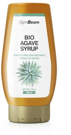 Jarabe de Agave Orgánico Natural GymBeam, Edulcorante sin grasa a base de agave, bajo índice glucémico, vegano, 250 ml