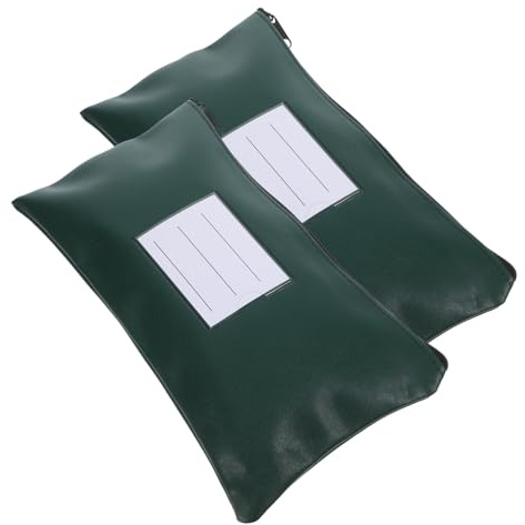 SHOWERORO 2 Stück-pack Pu Leder Dokumententaschen Klein mit Reißverschluss Tragbare Aktentaschen für Steuerunterlagen und Verträge Grün Stabiles Material Aufbewahrungstaschen für Büro