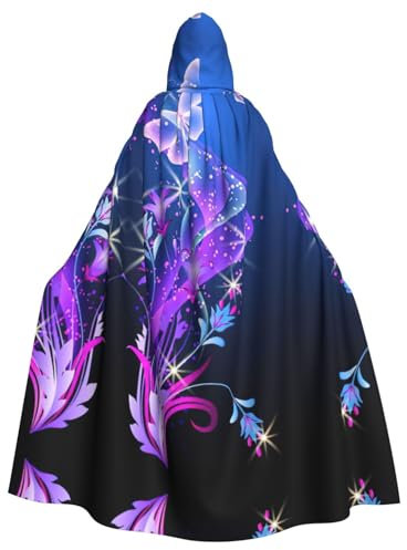 CKGODGF Costume de carnaval imprimé papillon violet, cape de fête, cape à capuche pour adulte avec capuche, costumes de jeu de rôle fantaisie