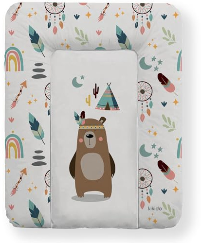 Kikido Matelas a Langer Bebe 50x70 - Teddy - Matelas Table a Langer Lavable pour Changer le Couche - Matelas à Langer Bébé de Voyage Imperméable 70x50 - Universel