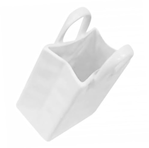 Generico Vaso Porta Pennelli da Trucco in Ceramica Forma di Borsetta Design Unico e Moderno Contenitore Stabile per Fiori Secchi e Penne Decorazione Elegante per Scrivania e Casa