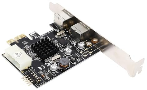 Akozon PCIe Till PS/2-expansionskort med MCS9990CV-chip, 2-portars PS/-tangentbord och Adapter, USB .0-portar för Diskettenhet och Optisk Enhet, Stabil Höghastighetsöverföring för PC-spel och