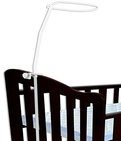 NatuRug Bed Curtain Canopy Holder Rod Bar Clamp Pole, 150 cm, White, Classic