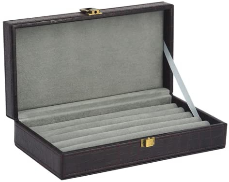 Decorebay Iconic Vegan Crocodile Leather Cufflink, Ring Storage Box and Organizer