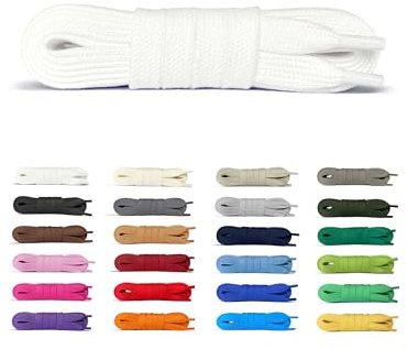 Laceter Lacets Plats Premium en Coton pour Baskets - Lacet de Remplacement pour chaussures de Sport et Sneakers ou pour Enfants - Épaisseur 8mm - Compatible avec Converse, Nike