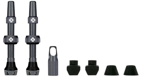Muc-Off Valvole Presta Grigie, 44 mm - Valvole Tubeless per Bici, con Strumento Smonta Valvola Incluso - di Alta Qualità e Senza Perdite
