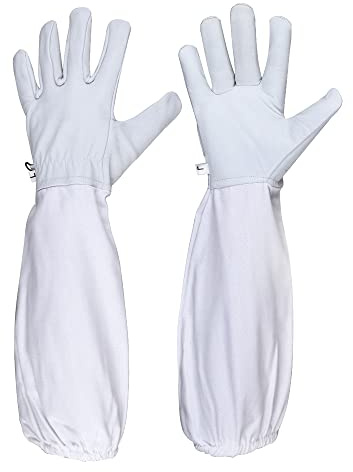 URBANSBEE Guanti apicoltura avanzati ventilati con maniche | Resistente alle Punture D'api | Pelle Guanti Apicoltura Protezione | Durevoli e Traspiranti | 1 Paio per Principianti /Esperti | Unisex