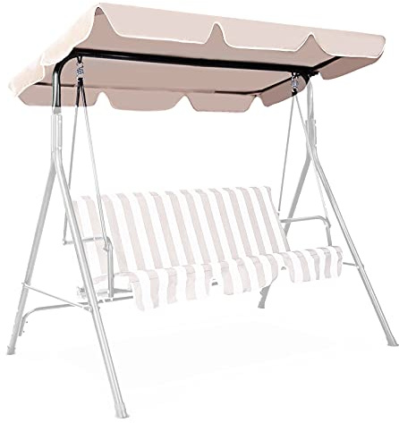 KOMFOTTEU Techo de Repuesto de Columpio para Jardín Universal, Cubierta de Reemplazo Impermeable, Toldo Funda para Balancín con Protección Solar (Beige, 168 x 115 cm)