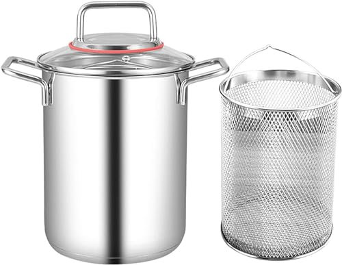 BTURYT Pot D'asperges en Acier Inoxydable, Vaporisateur De Légumes, Pot De Pâtes, Poêle Profonde avec Huile Et Couvercle en Verre pour La Cuisine À Domicile, Restaurant