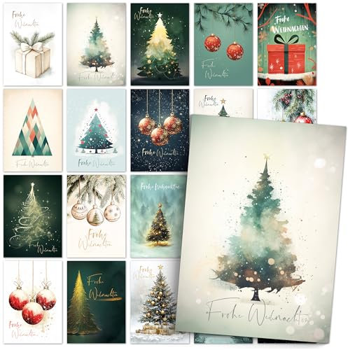 beriluDesign Weihnachtskarten Set (20 Stück) Postkarten - Weihnachtspostkarten für Weihnachten, Grußkarten, Geschenkkarten