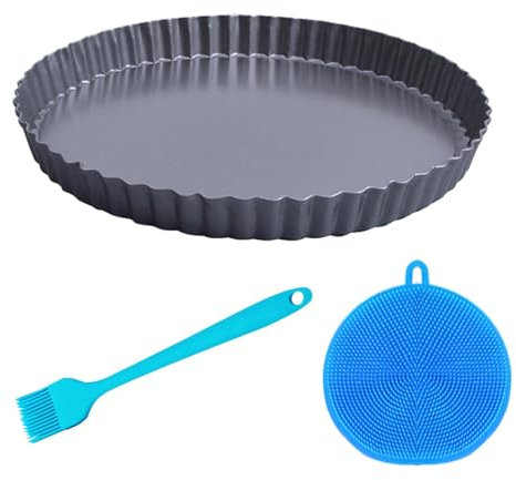 NHBETYS Teglie per quiche profonde da 24,1 cm, con base rimovibile, antiaderente, teglia da 22 cm, stampo rotondo per torte alla frutta, per pizza, torte, flan