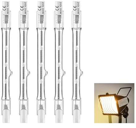 5 Pack Halogen Bulb 118mm Dimmable Compatible with R7S, Tungsten Linear Bulb Warm White Linear Halogen Floodlight, Security Outdoor Light Bulb for Landscape Lights and Floor Lamps[Energy Class G]