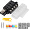 Xmart 4 Fach Sicherungshalter 12V Sicherungskasten Kfz Sicherungshalter mit 4 Stück 5a/10a/15a/25a Sicherungsträger +Extraktionsclip Einsetzen Geeignet für Frachtschiffe Autos Yachten LKWs