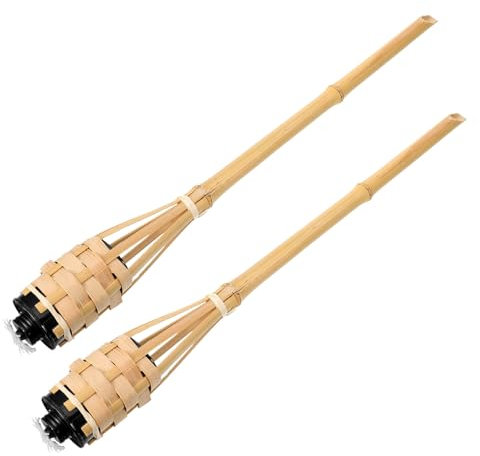 DIYEAH 2 Antorchas De Bambú De Mimbre Decorativas Antorchas Llameantes Para Exteriores Camping Parpadeantes Decoración De Jardín Y Patio Prácticas Antorchas De Mano Antorchas De