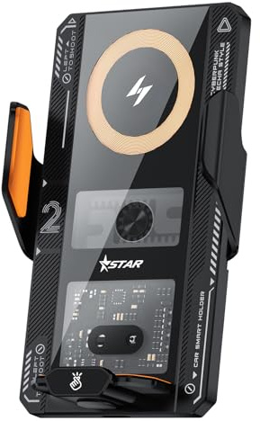 Chargeur de voiture sans fil, 66 W, charge rapide, support à induction électrique silencieux, support à clip pour grille d'aération, navigation automobile, utilisation manuelle, noir, argent