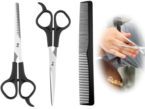 tiyiyok Ciseaux Coiffure Coupe, 3 Pièces, Coiffure Bonne Prise Plus Pratique Coupe de Talon Belle CoiffureBarbershop Barbier Hommes Femmes et Enfants Famille(17cm)