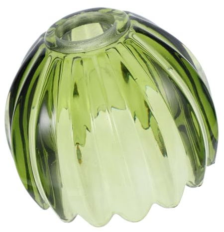 Angoily Green Glass Pumpkin Lampshade 35mm Small Table Lamp Light Shade | Ribbed vintage aesthetic, 12cm width 35mm fitter opening, translucent green glow for bedside table lamps and ceiling fixtures