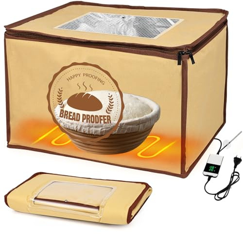 Ambesty Scatola Lievitazione Pane con Riscaldamento, Cella Lievitazione con Sensore di Temperatura NTC,Cestini di Lievitazione per Casa Pane, Pizza, Yogurt 40 x 33 x 25 CM