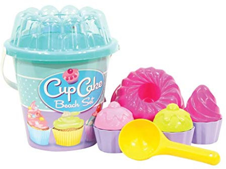 Simba 107110554 - Eimergarnitur Cupcake, es Wird nur EIN Artikel geliefert, 12 Teile, Eimer, Sieb, 9X Sandform, Portionierer, Höhe 16cm, Durchmesser 17cm, Sandkasten, Sandspielzeug