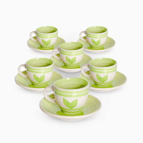 Albalù Set Tazzine Caffè con Piattino in Porcellana – 6 Tazzine Colorate Lavabili in Lavastoviglie, Tazzine Caffè Particolari per Casa o Regalo