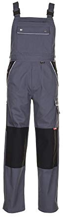 Planam 2133058 Canvas 320 Latzhose, Grau/Schwarz, Größe 58