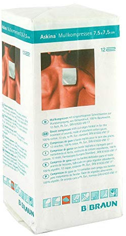 ASKINA Mullkompressen 7,5x7,5 cm unsteril 12fach 100 St