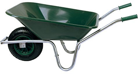 Schubkarre 85 Liter bis Belastbarkeit 250 kg, PVC, grün (Gartenkarre Bauschubkarre Baukarre Gartenschubkarre für Baustelle, Stall, Garten, Laub, Bauschutt)