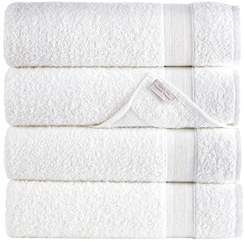 Quick-Dry, Soft & High Absorbent Bath Towels 27x54 Cotton Turkish Bath Towel Set of 4 | Daily Use 100% Cotton Towels for Bathroom, Gym & More | Bathroom Towels Set (4 Pcs, White)