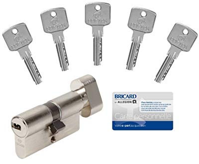 Bricard 15104 - Cilindro A6 30+30 con 5 llaves niquelado