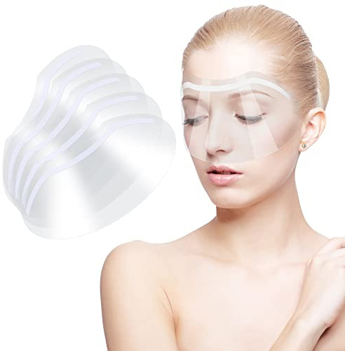 DIUJHUUY 50 Pcs Clear Face Visors, Plastic Transparent Shower Face Eye Protector Shields Visors, for Microblading, Permanent Makeup, Eyelash Extensions, Eyes Cataract Surgery Face Visors