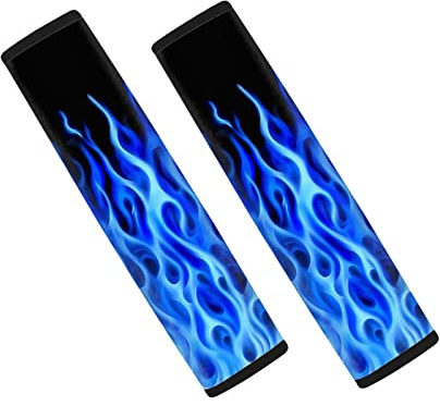 Horeset Universal-Auto-Sicherheitsgurtpolster, Blauer Flammendruck, Bequeme Schulterpolster für Erwachsene, Damen, Herren