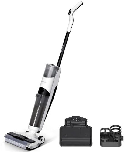 PUREPLUS Aspirapolvere intelligente per pavimenti umidi e asciutti, aspirapolvere cordless per pavimenti duri con pulizia dei bordi e sistema autopulente per rimuovere lo sporco umido e asciutto