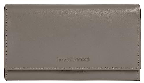 bruno banani große Geldbörse im Querformat Echt Leder Damen RFID-Schutz, Kompaktes Design, Funktional, Clever konzipiert grau 021829