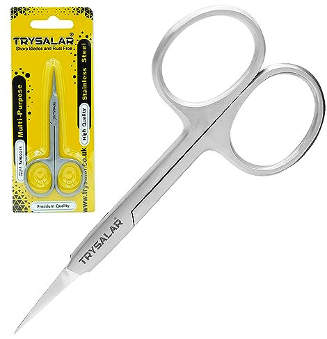TrySalar Tijeras de cutículas profesionales pequeñas afiladas de acero inoxidable recto cortador de recorte para hombres mujeres uñas dedos muertos piel manicura nariz barba pelo cejas