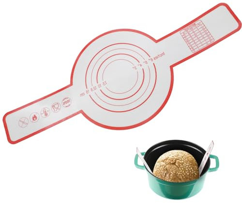 Alfombrilla de silicona para horno holandés, accesorios para hornear pan, alfombrilla de silicona para hornear, con aislamiento térmico, asas largas, estera de horno reutilizable, alfombrilla de