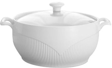 ZYILE Sopera De Cerámica con Tapa De Vidrio Sopera De Porcelana For Servir Sopa For Restaurante Decoración De La Cocina del Hogar Linda Sopera Plateada De Cerámica For Sopa Porcelana Blanca