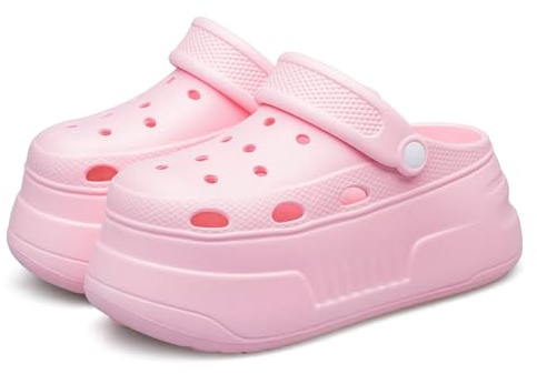 ADQ Zoccoli da donna con plateau, scarpe da giardino, pantofole per allattamento, spiaggia, casa, estate, rosa, 34/36 EU