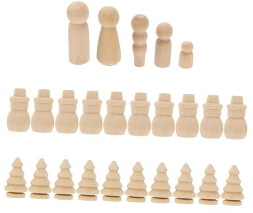 Operitacx 25pcs DIY Wood Crafts Wooden Painting Tools Unfinished Mini Ornament Desktop Adornment for Boys and Girls Art and Craft