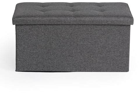 FurnitureR Banc de Rangement en Tissu, Ottoman en Bout de Lit, Rangement pour Repose-Pieds, Canapé Pouf Pliant, Pouf Cube, Coffre de Rangement Intérieur avec Compartiment Amovible, L 76cm