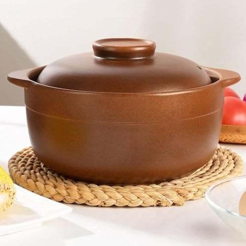 Faitout en terre cuite avec couvercle - Faitout en terre cuite pour feu ouvert - Casserole en céramique idéale pour la cuisine traditionnelle
