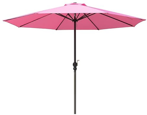Ombrellone da Giardino 2,70m con Manovella – Protezione UV30+ & Design con Presa d'Aria, 8 Coste – Ideale per Bar, Ristorante, Patio, Balcone(Rose)