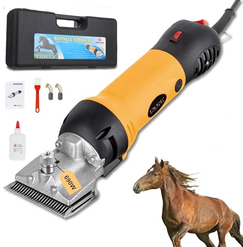 Agrdeed Horse Clippers, Professional Electric Clippers Grooming Kits, Corded Animals Shearing Machine, Heavy Duty Clipper Adjustable 6 Speeds Low Vibration Shears for Pet Livestock Coats Shearing