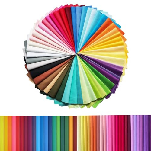 50 PCS Fat Quarters Fabric Bundles, Patchwork Squares 8 x 8 (20cm×20cm) | Premium Cotton, Precut Multi-Color and Different Pattern for Sewing Quilting Crafting, Home Party Craft DIY Sewing Mask