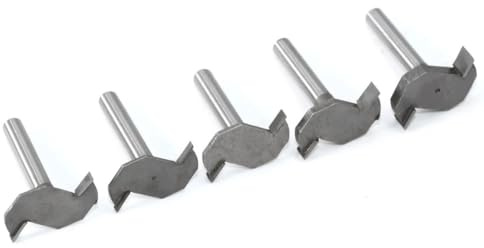 Juego de 5 fresas 6,35 mm (1/4) con vástago for ranurar madera. Herramienta for trabajos carpintería(01)