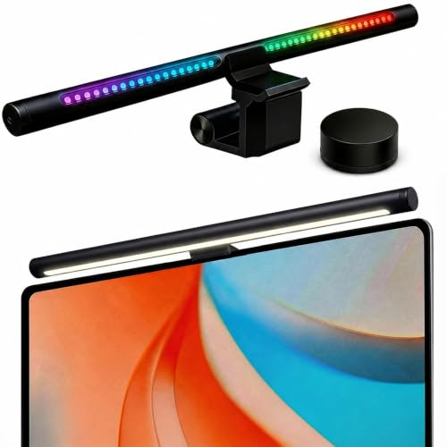 YEELIGHT Monitor Light Bar RGB Matter – Inkluderar trådlös fjärrkontroll, Music Sync Smart Monitorlampa, 250LM 1500LUX, Asymmetrisk reflexskyddad och justerbar LED-belysning (Svart, 48cm)