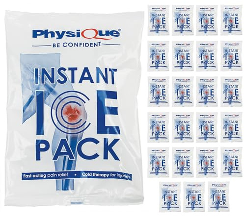 PHYSIQUE Instant Ice Packs (20cm x 14cm) - Pack of 24, Fast Acting Cold Therapy Compression Pack for Injuries, First Aid, Sports Injuries - Disposable Ice Packs, Instant Pain Relief