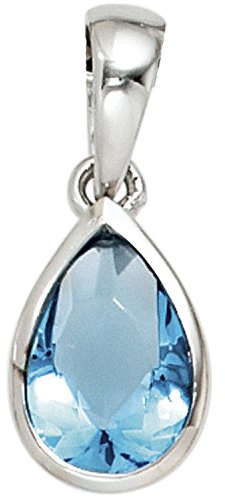 Jobo Damen-Anhänger aus 925 Sterling Silber mit blauem Zirkonia-Tropfen