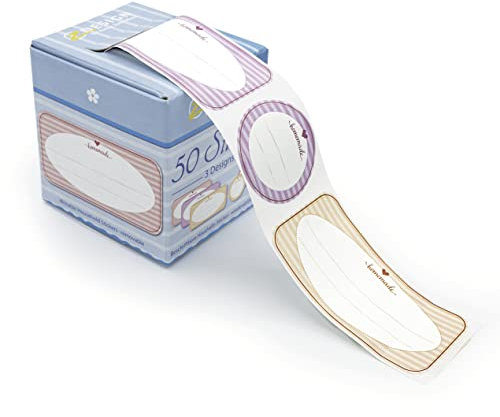 AVERY Zweckform 56820 Marmeladen Etiketten selbstklebend 50 Stück (Ø38mm/38x75mm, Aufkleber Marmeladenglas, Einmachen, Haushaltsetiketten ablösbar, Homemade, beschriftbar) Sticker auf Rolle