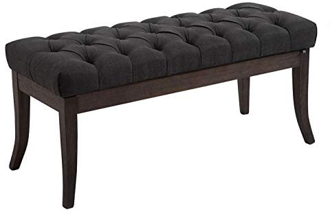 CLP Sitzbank Ramses mit hochwertiger Polsterung und Stoffbezug I Bank mit antik-dunklen Holzbeinen I Holzbank mit Einer Sitzhöhe von: 46 cm, Farbe:dunkelgrau, Größe:100 cm
